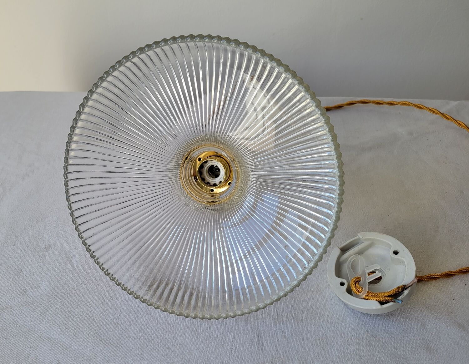 Holophane glass pendant lamp