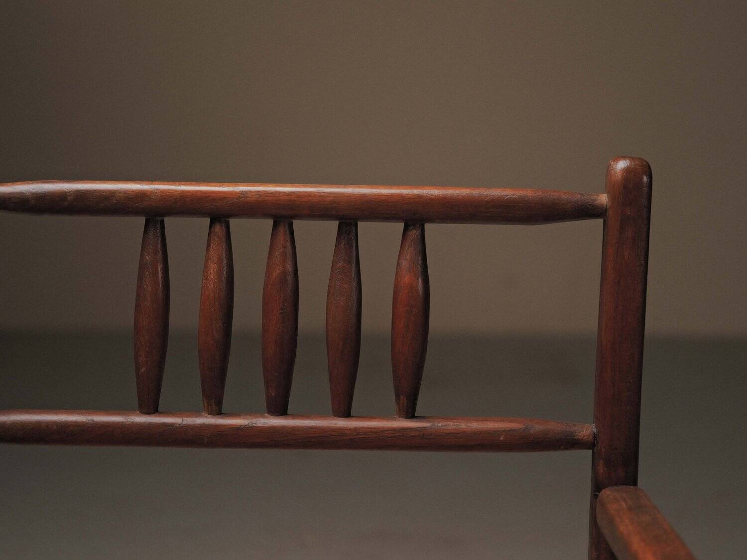 Wicker armchair in solid wood, handcrafted, France, around 1950.