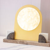 Mirror on base in brass and marble 3 colors