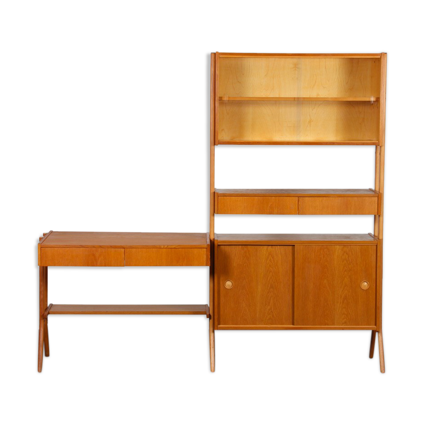 Vintage wooden wall unit by Frantisek Jirak, circa 1960