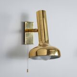 Set of three brass adjustable wall lamps