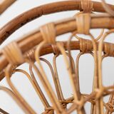 Vintage bamboo magazine rack in bois wood finish, rotin-et-osier-inspired, mid-century Italian design, 1970s