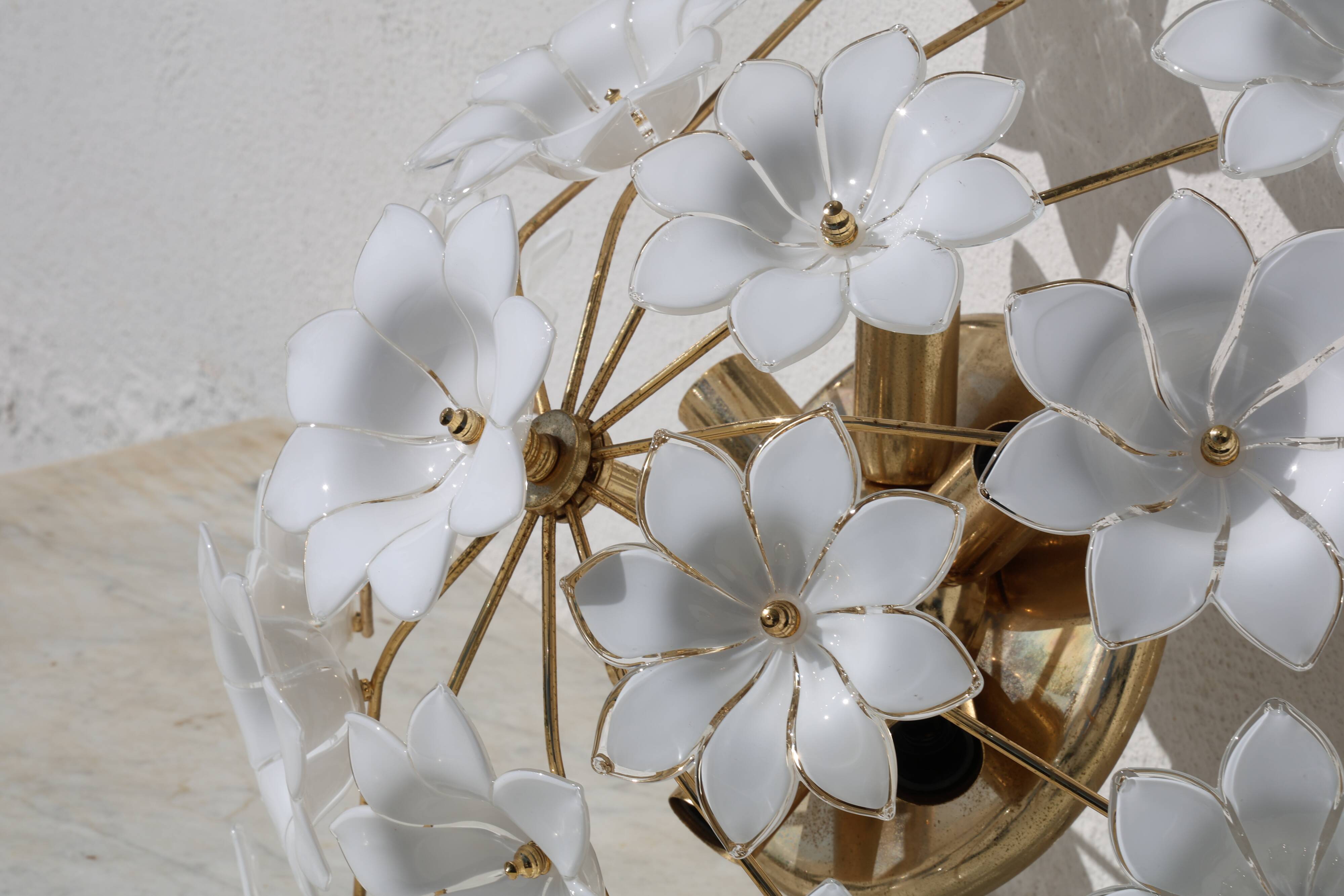 Audrey Hepburn, Delicious Murano Glass Ceiling Light White Wall Light Flowe