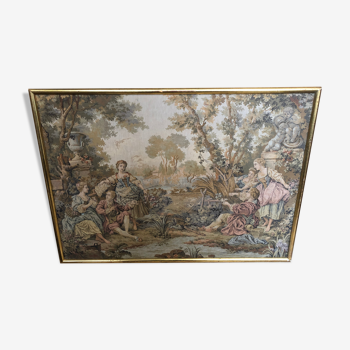 Old GOBELINS tapestry "Madame de Maintenon's fishing trip" vintage