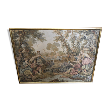 Tapisserie des gobelins « partie de pêche de mme de maintenon » vintage