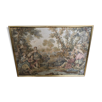 Old GOBELINS tapestry "Madame de Maintenon's fishing trip" vintage