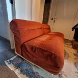 Superb pair of 70s drivers, orange velvet, plastic shell ...