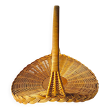 Old large round wicker and bamboo presentation basket - diameter: 59 cm