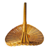 Antique large round wicker and bamboo presentation basket - diameter: 59 cm
