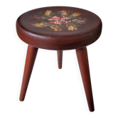 Vintage Painted Wooden Tripod Stool
