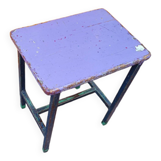 Vintage industrial wood steel stool 1960 n°6 purple
