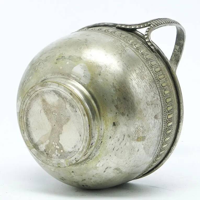 Eclectic sugar bowl, silver-plated brass, Sweden, early 20th century