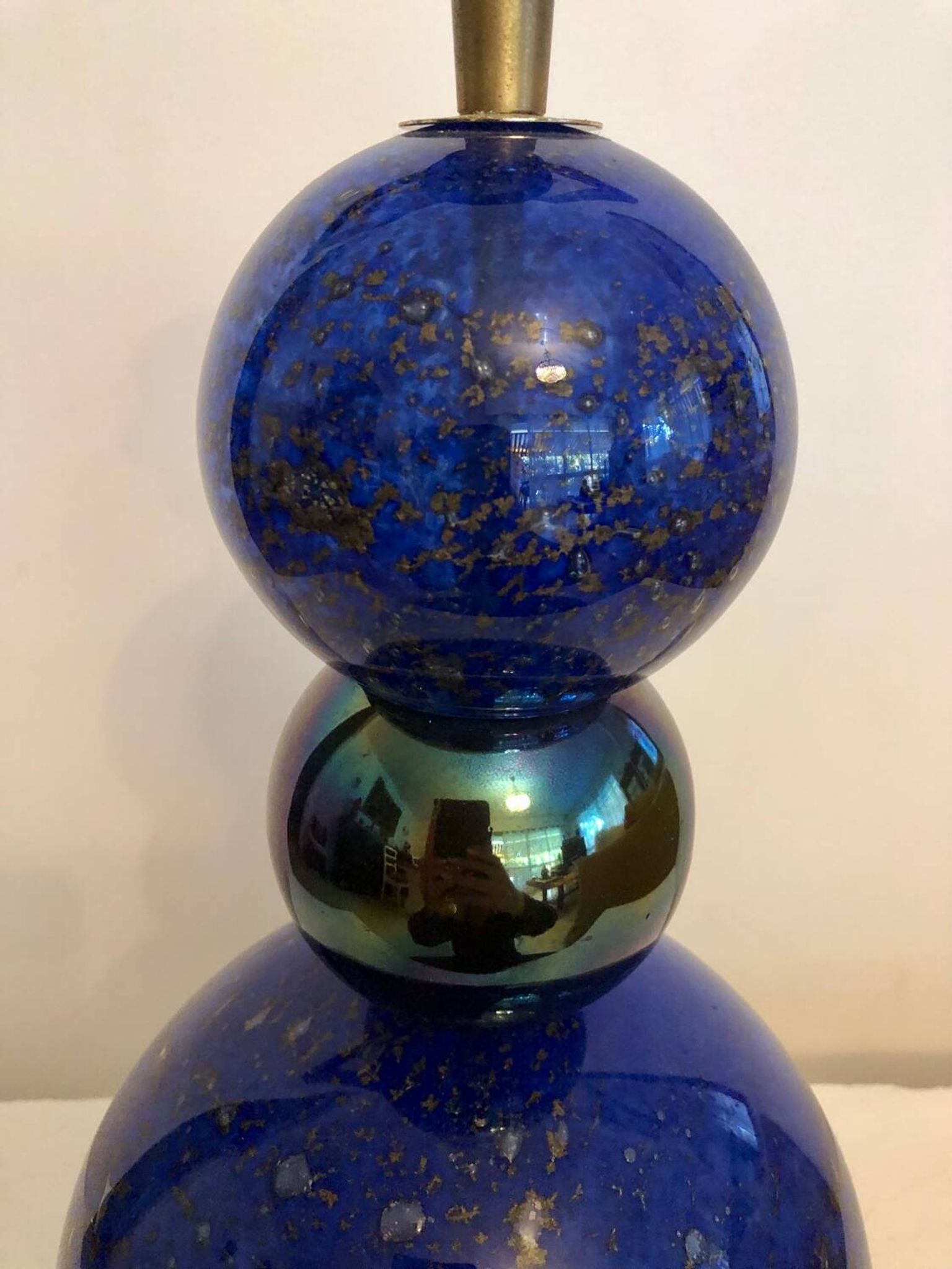 Vintage blue and gold blown glass lamp from the 80s/90s