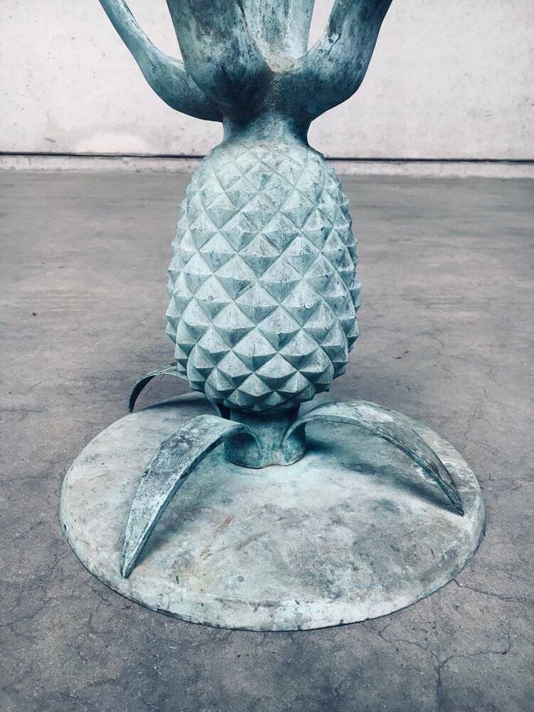 Hollywood Regency Style Brass Patinated Pineapple Side Tables, France, 1970s, Set of 2