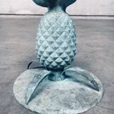 Hollywood Regency Style Brass Patinated Pineapple Side Tables, France, 1970s, Set of 2