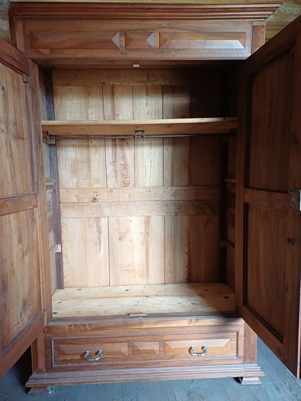Antique solid wood wardrobe with cornice
