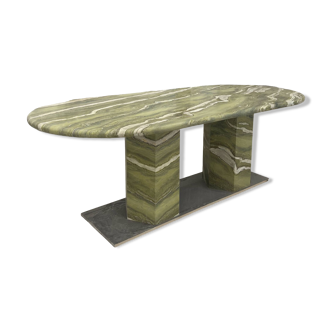 Large green marble oval dining table by my habitat design