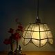 Suspension antique lampshade in blue mother-of-pearl and brass