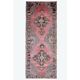 Vintage Turkish hand-knotted wool cotton pink area rug 180x475