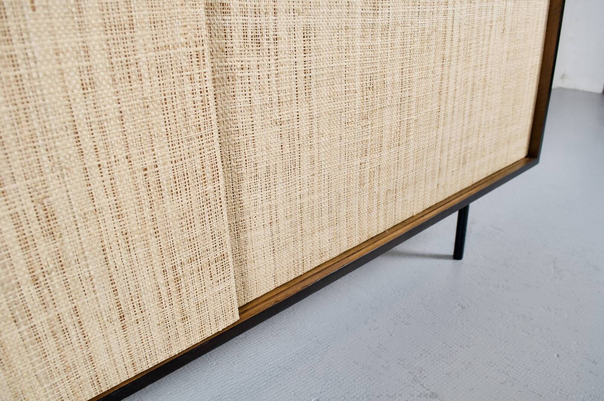 ENFILADE FLORENCE KNOLL MODEL 116 WOOD LEATHER AND RATTAN 1960