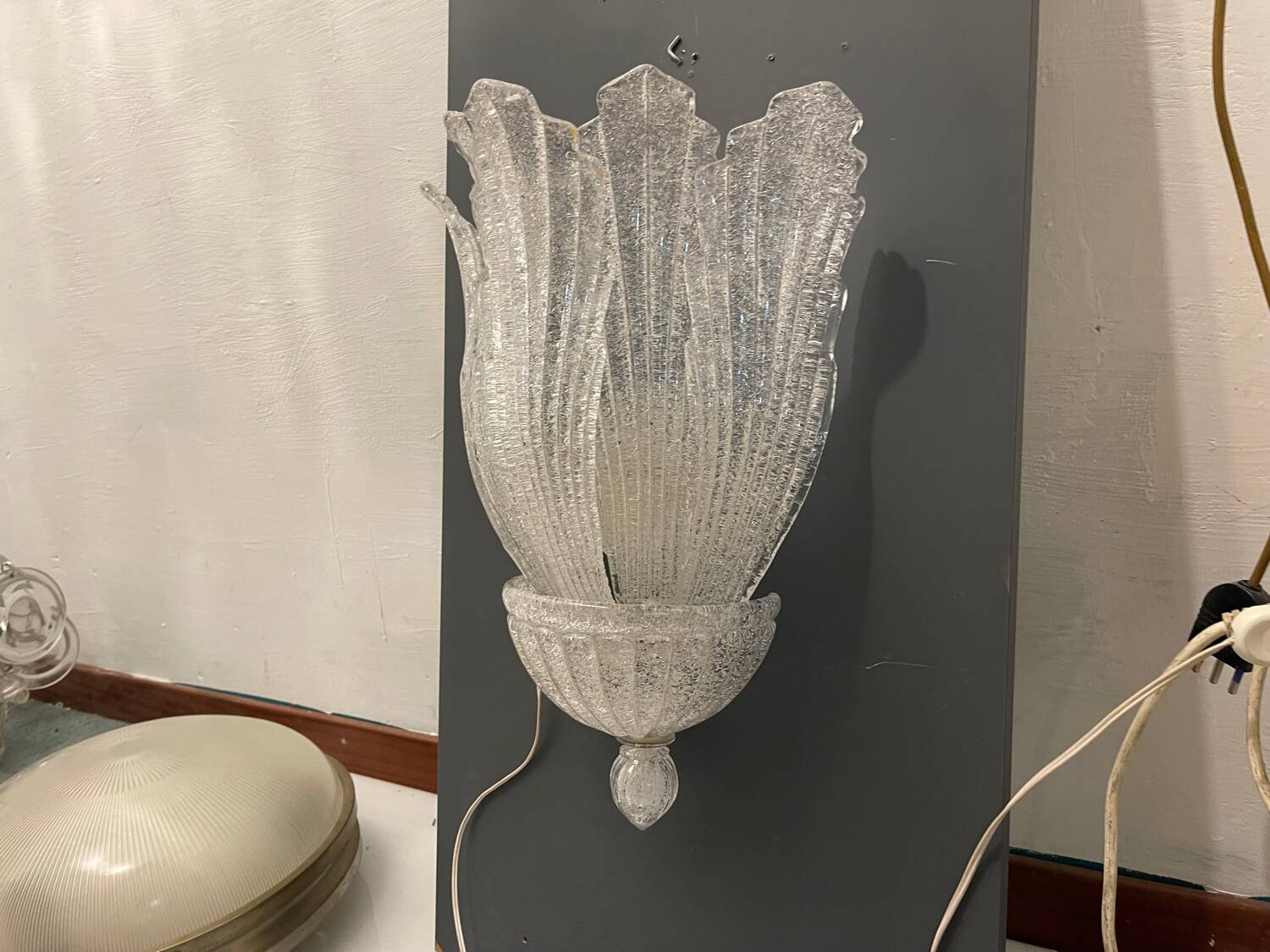 Large Venetian Murano Glass Sconces, 1980s Set of 2