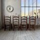 Set of 4 oak and straw chairs Dudouyt 1940
