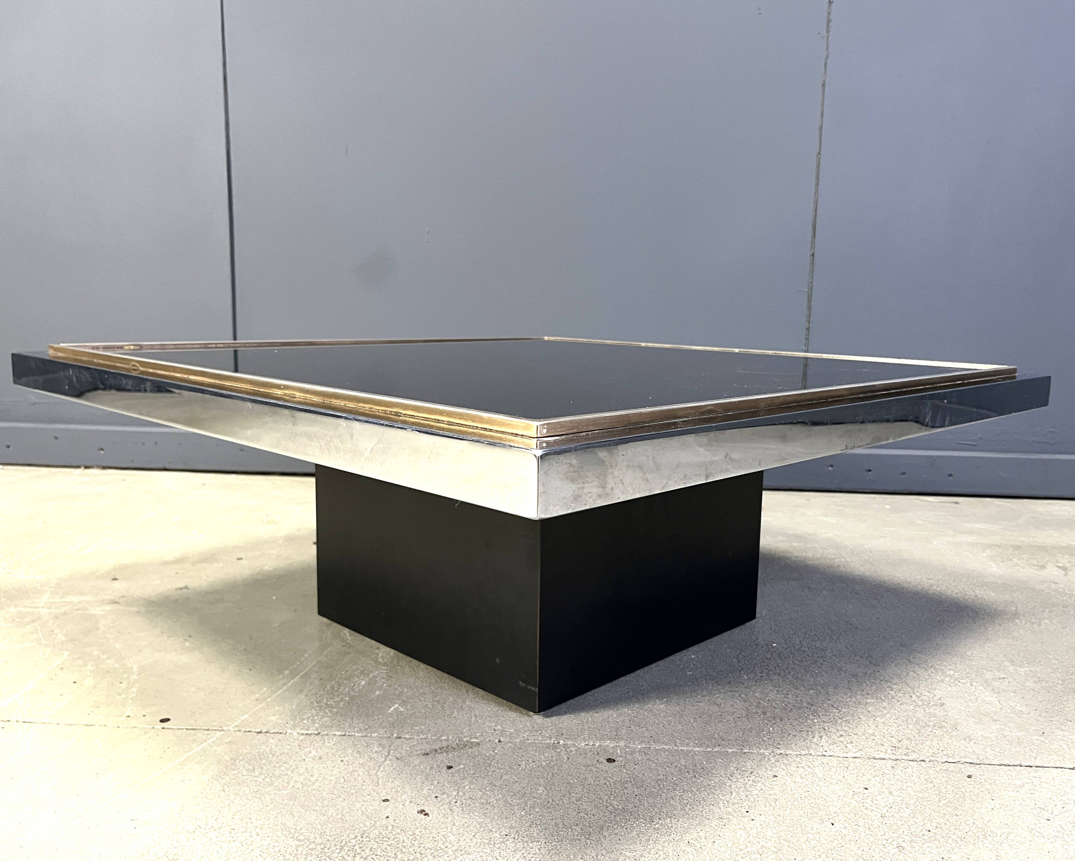 Vintage chrome and brass coffee table, 1970s