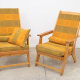 Fauteuils en bois de pin de style scandinave, années 1970, set de 2
