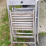 Pair of folding garden chairs in solid teak