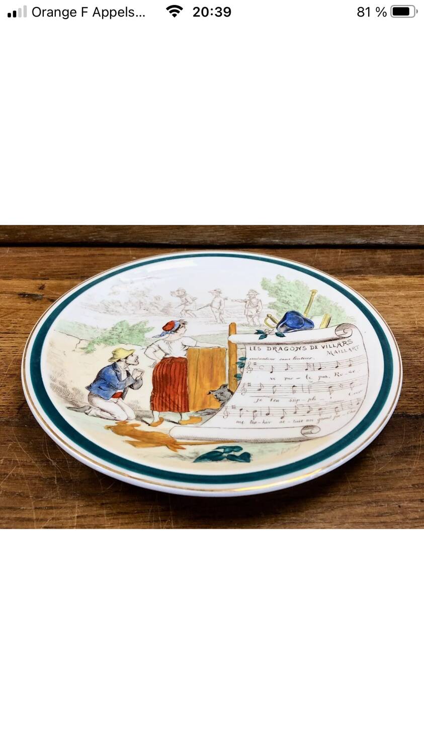 7 anciennes assiettes à dessert Creil et Montereau Terre de fer