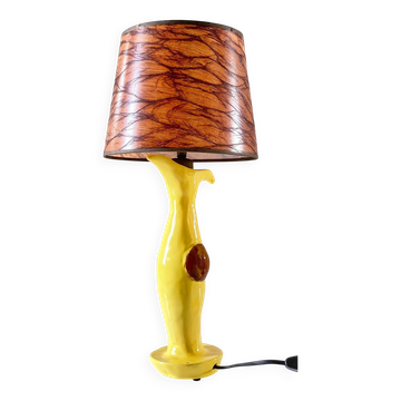 Lampe en céramique d'art signée vintage