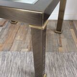 Table basse vintage en laiton et verre biseauté
