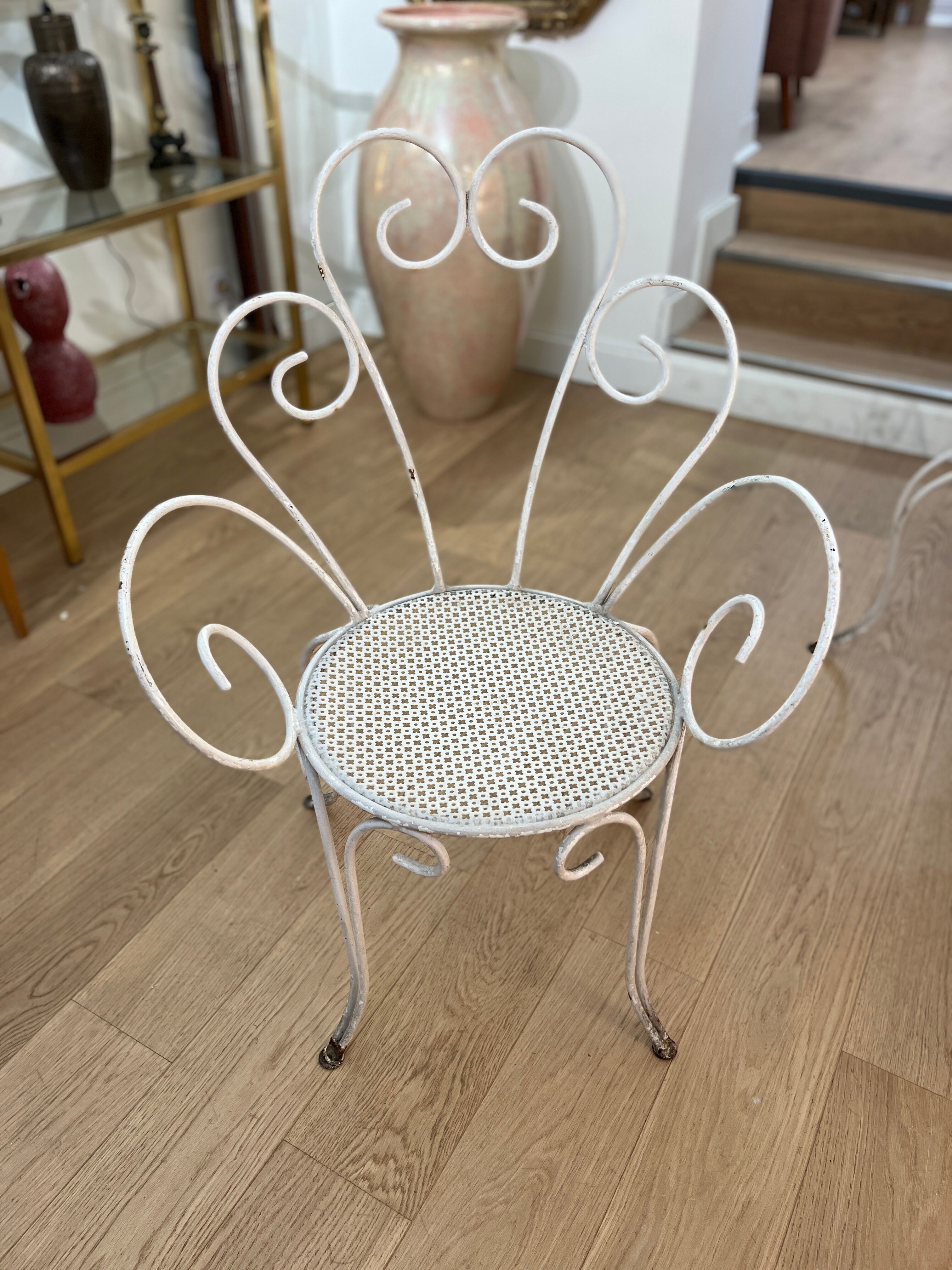 Ensemble table de jardin et 4 chaises en fer forgé