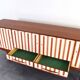 Mid-Century Op-Art Hand-Painted Teak Sideboard, 1960s