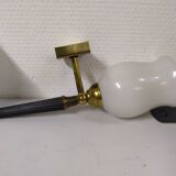 Pair of brass and white opaline wall sconces