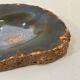 Vintage blue ochre agate slice tray, agate ashtray, 1960s