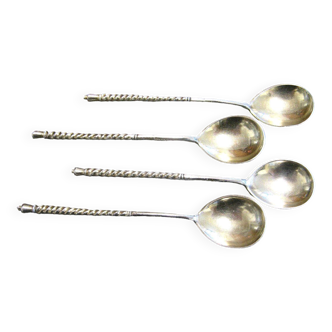 Series of Four Sterling Silver Caviar Spoons