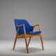 Armchair in Blue and Teak by Alf Svensson for Dux, 1960s