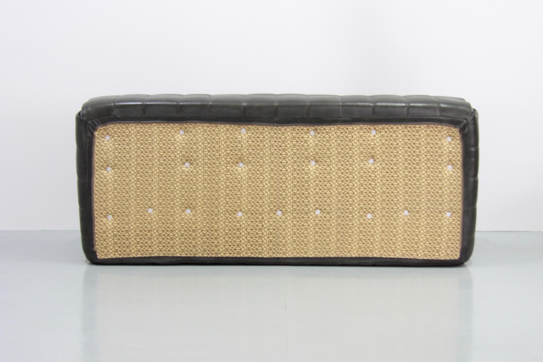 Living room sets vintage dark olive leather kashima by Michel Ducaroy for Ligne Roset