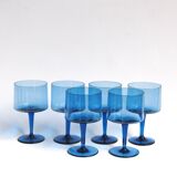 Set of 6 vintage cobalt blue wine glasses - Boussu glassware