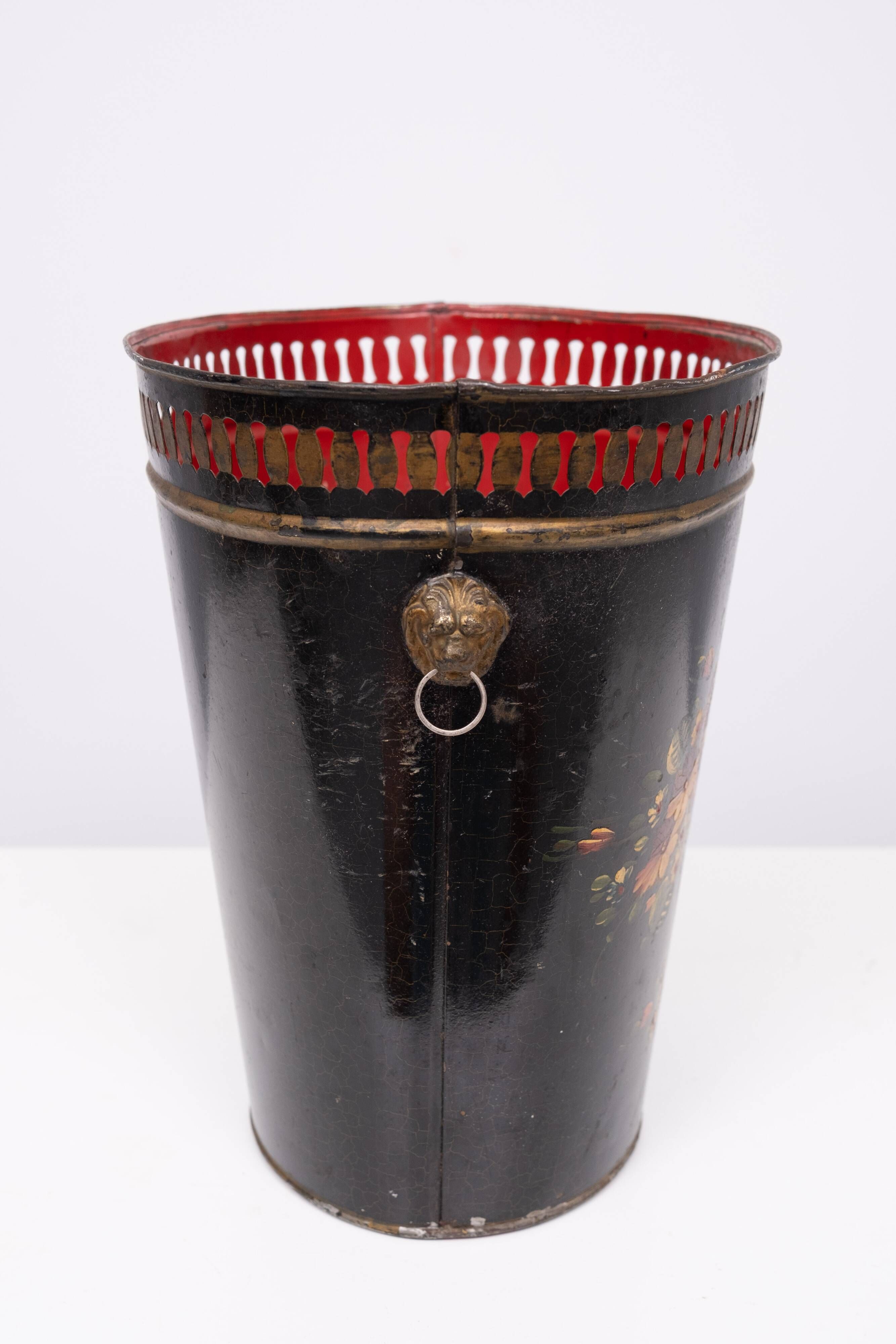 Metal Hand painted Waste Basked 1950s England