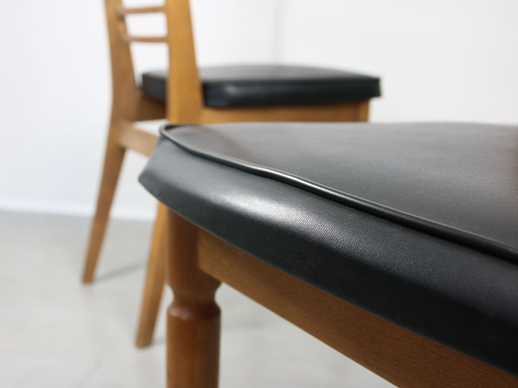 Vintage wooden & brass dining chairs