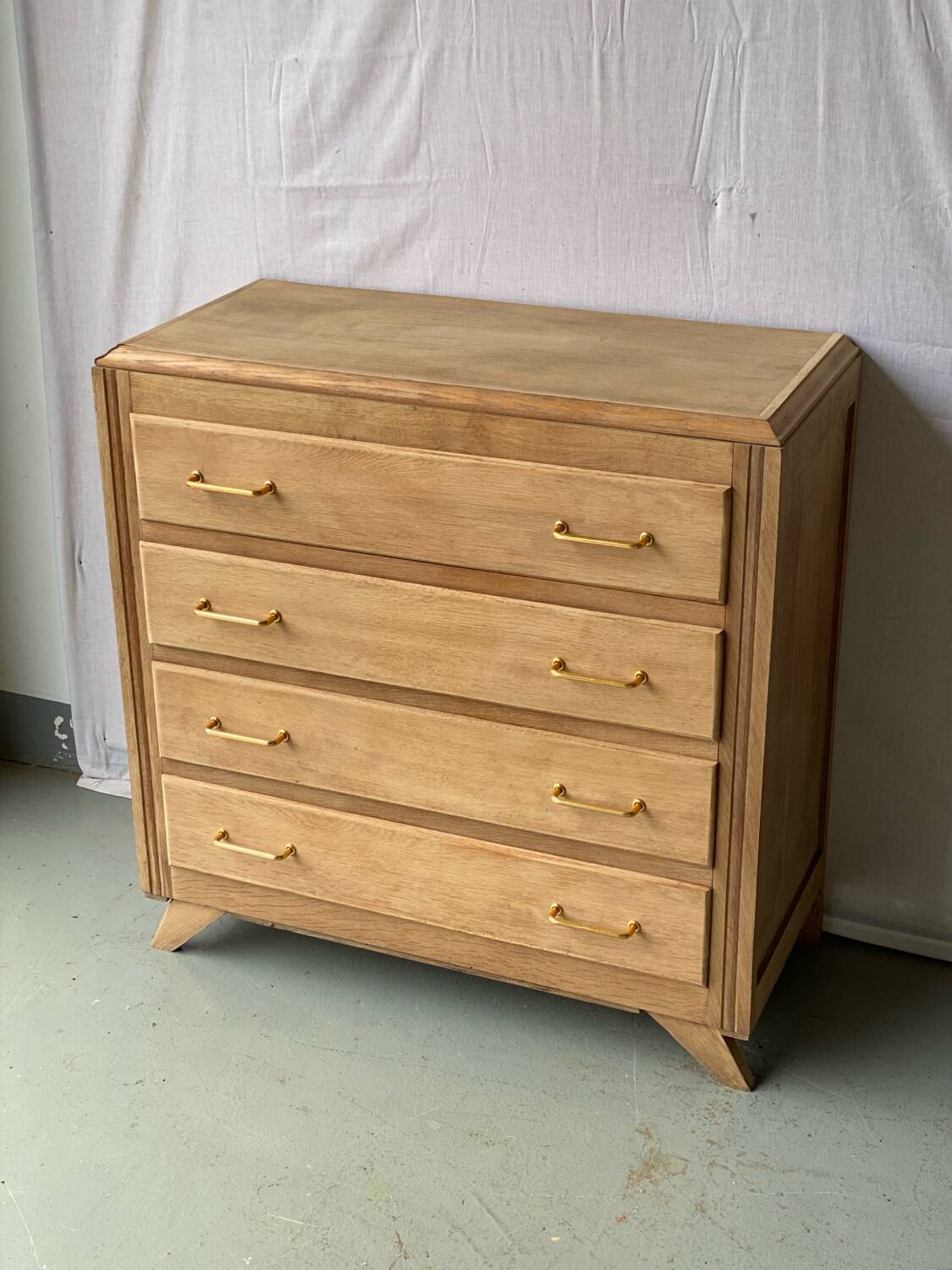 Commode art déco vintage 4 tiroirs rénovée en bois brut