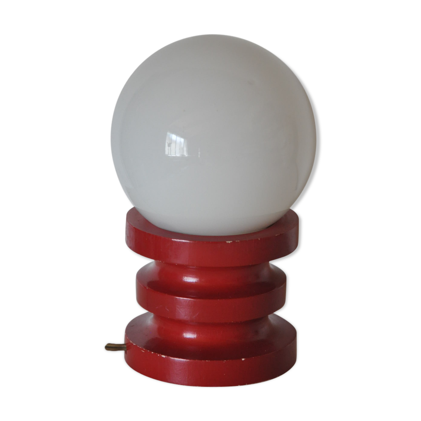 Lampe bois laqué et opaline vintage