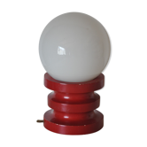 Lampe bois laqué et opaline vintage