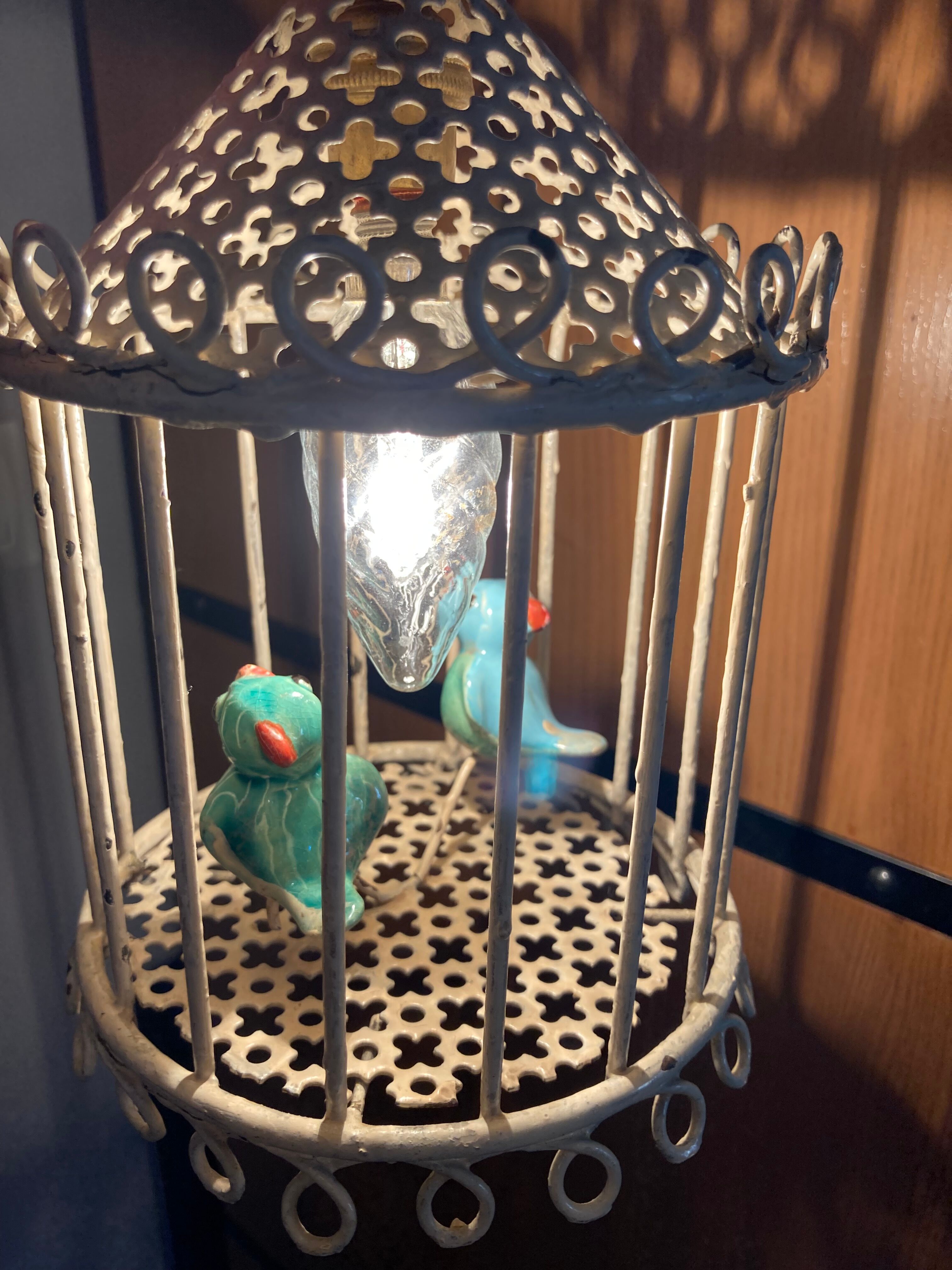 Bird cage lamp in vintage ceramics 50 years