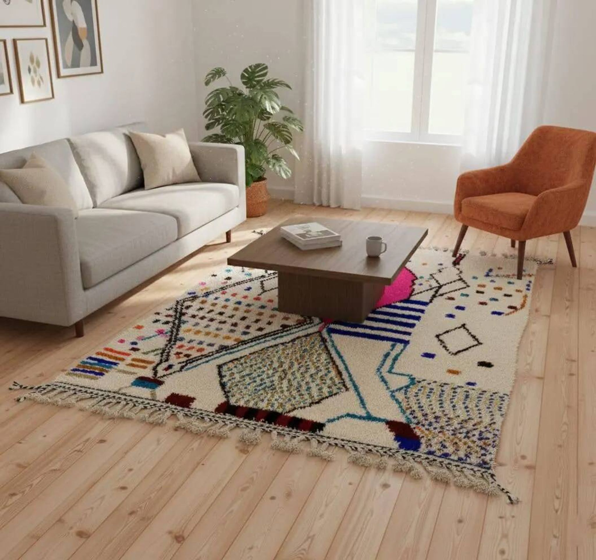 Unique handmade Berber rug 2.5x1.5 m