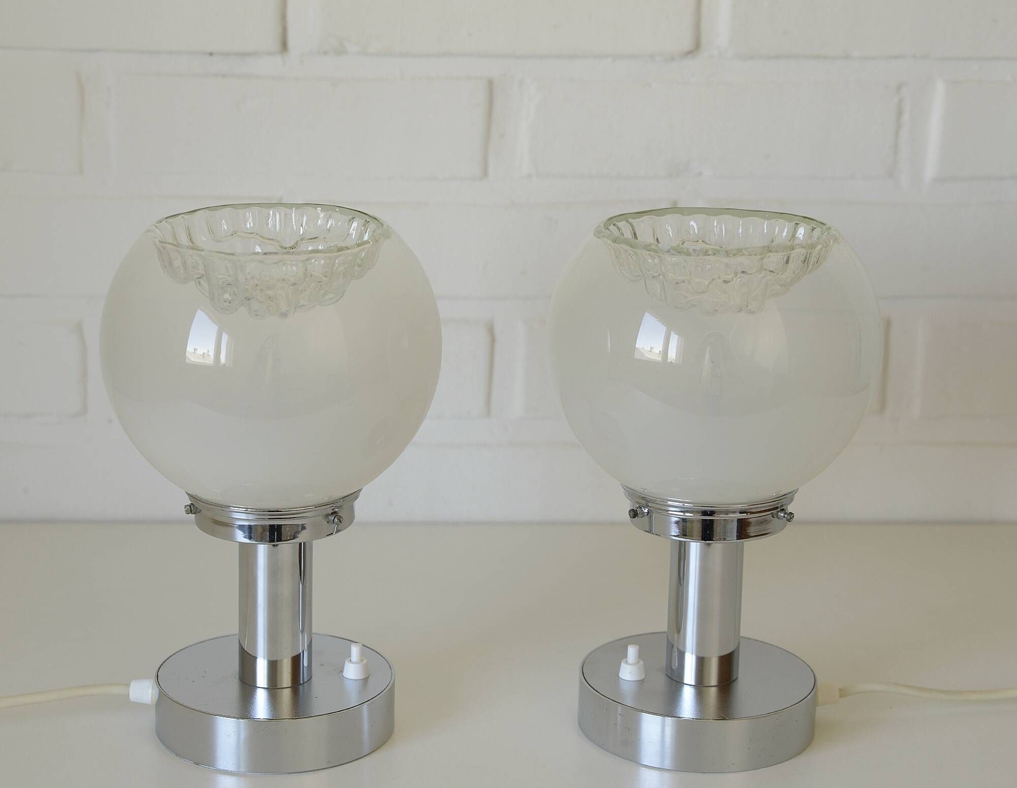 Vintage Pair of Bedside Lamps Mid Century Modern Light Fixture Murano Glass