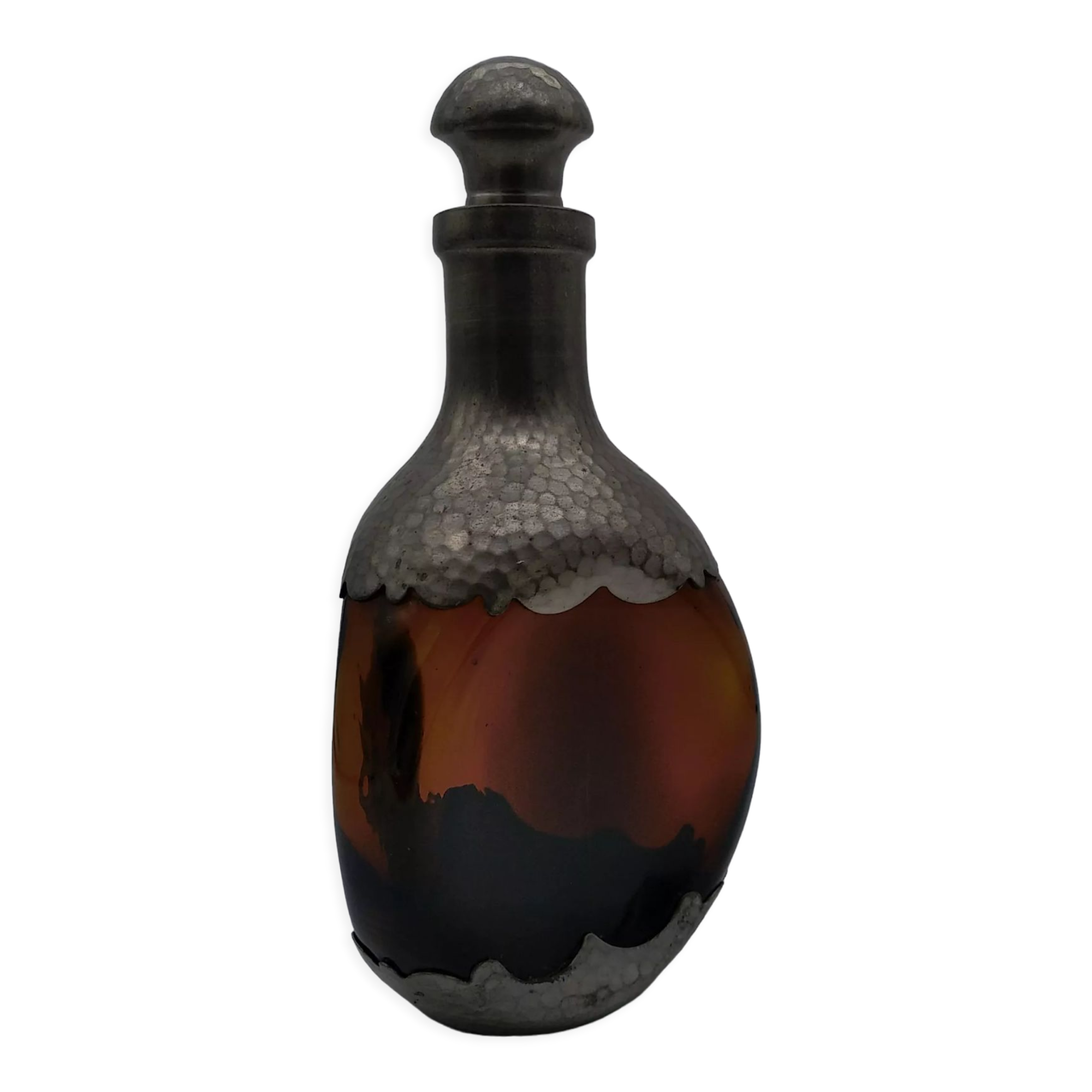 Carafe à décanter vintage en verre et étain