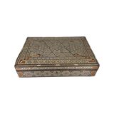 Large Persian marquetry box inlaid with its key